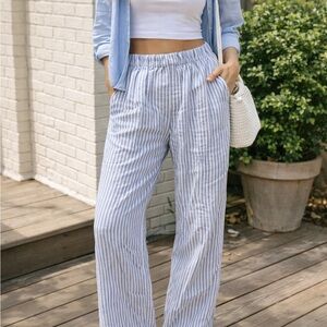 Sincerely Jules Light Blue Striped Wide Leg Pants